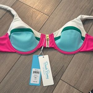 Beach Bunny Pink and Blue Bikini Top